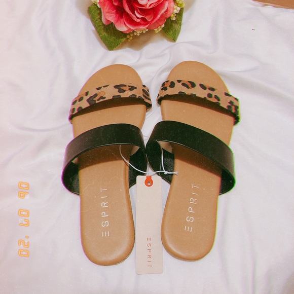 Leopard Print Black Strap Slide Sandals - Picture 4 of 6